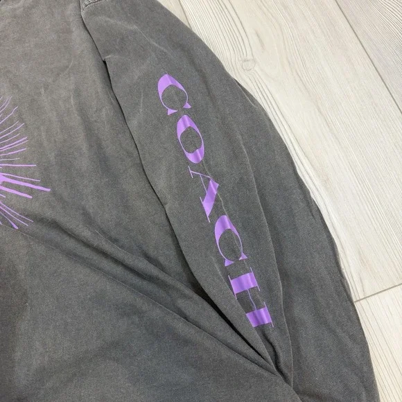 Coach Men's XL Bear Graphic Relaxed Long Sleeve T-Shirt Gray & Purple Cotton - Picture 6 of 11